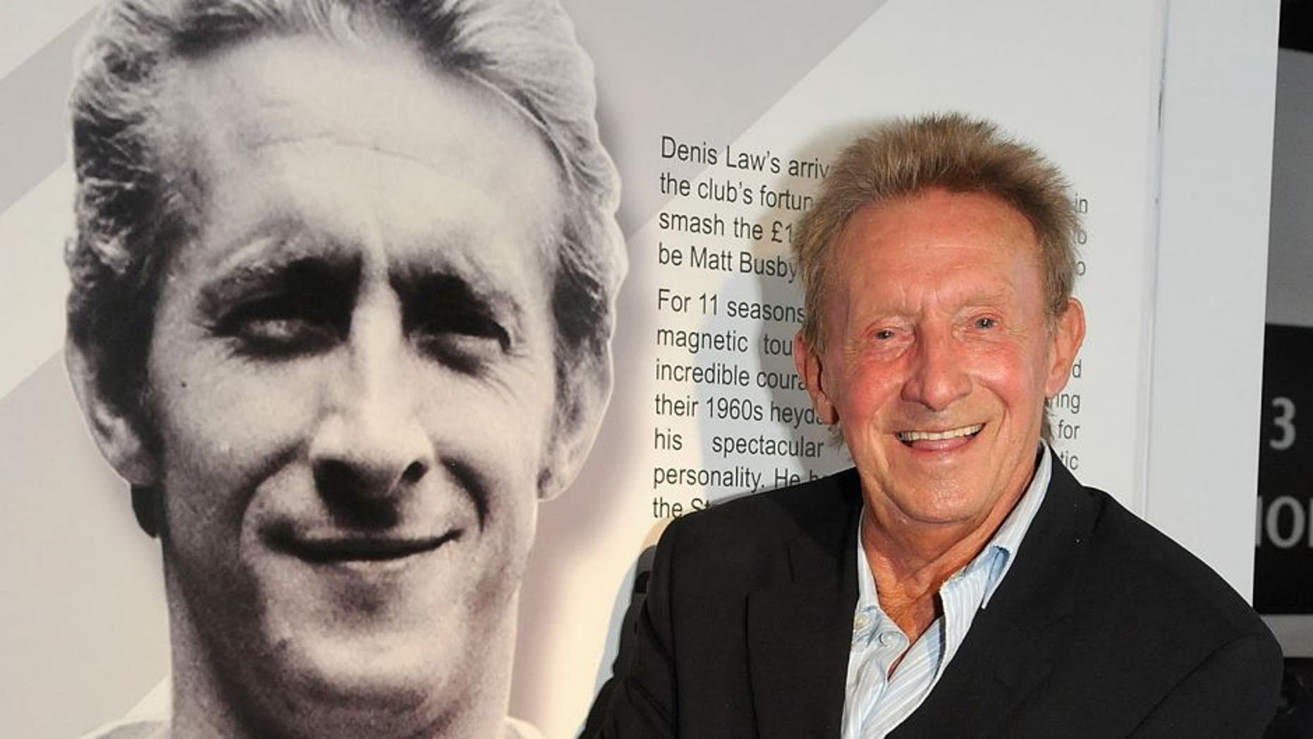 MANCHESTER, ENGLAND - JULY 05: Manchester United legend Denis Law opens an exhibition to mark the 50th anniversary of him signing for Manchester United at the club museum at Old Trafford on July 5, 2012 in Manchester, England. (Photo by Ian Cartwright/Man Utd via Getty Images)
