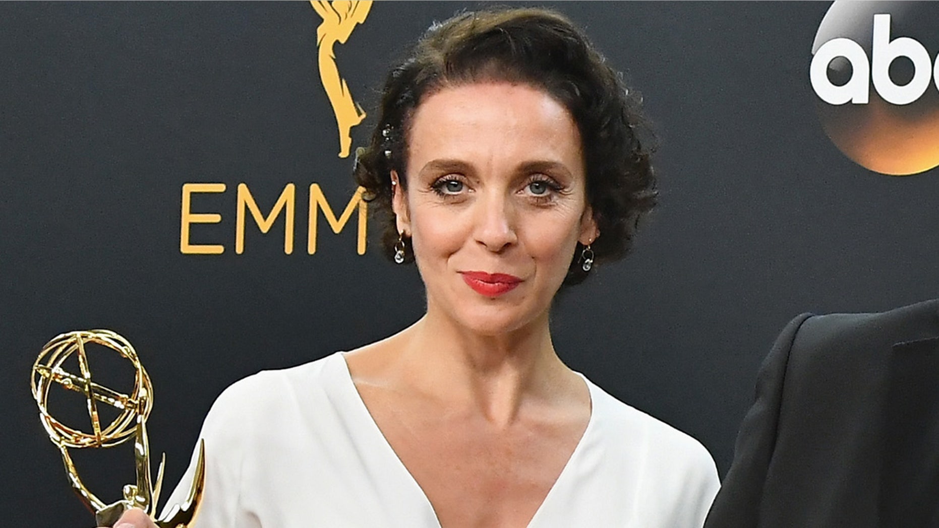 LOS ANGELES, CA - SEPTEMBER 18: (L-R) Actress Amanda Abbington, producers Steven Moffat, Sue Vertue and Rebecca Eaton winners of Outstanding Television Movie for 'Sherlock: The Abominable Bride' pose in the press room during the 68th Annual Primetime Emmy Awards at Microsoft Theater on September 18, 2016 in Los Angeles, California. (Photo by Steve Granitz/WireImage)