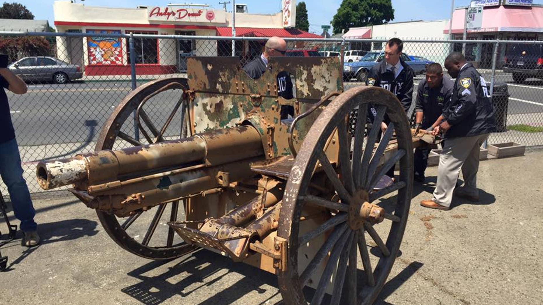 Police recovered a stolen cannon on May 12.