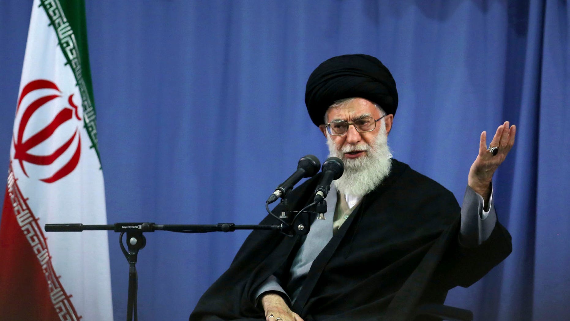 In this photo released by an official website of the Iranian supreme leader's office, supreme leader Ayatollah Ali Khamenei, addresses a group of Iranian military commanders in Tehran, Iran, Wednesday, April 17, 2013. Iran's top leader has condemned the bombing attack in Boston but at the same time charged that U.S. policies employ a double standard. (AP Photo/Office of the Supreme Leader)
