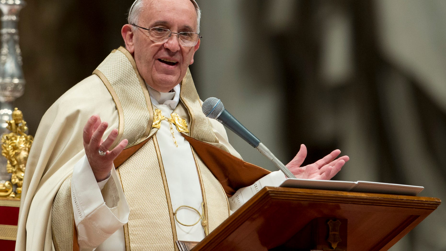 Nov. 23, 2013: Pope Francis celebrates a Mass in St. Peter's Basilica, at the Vatican.