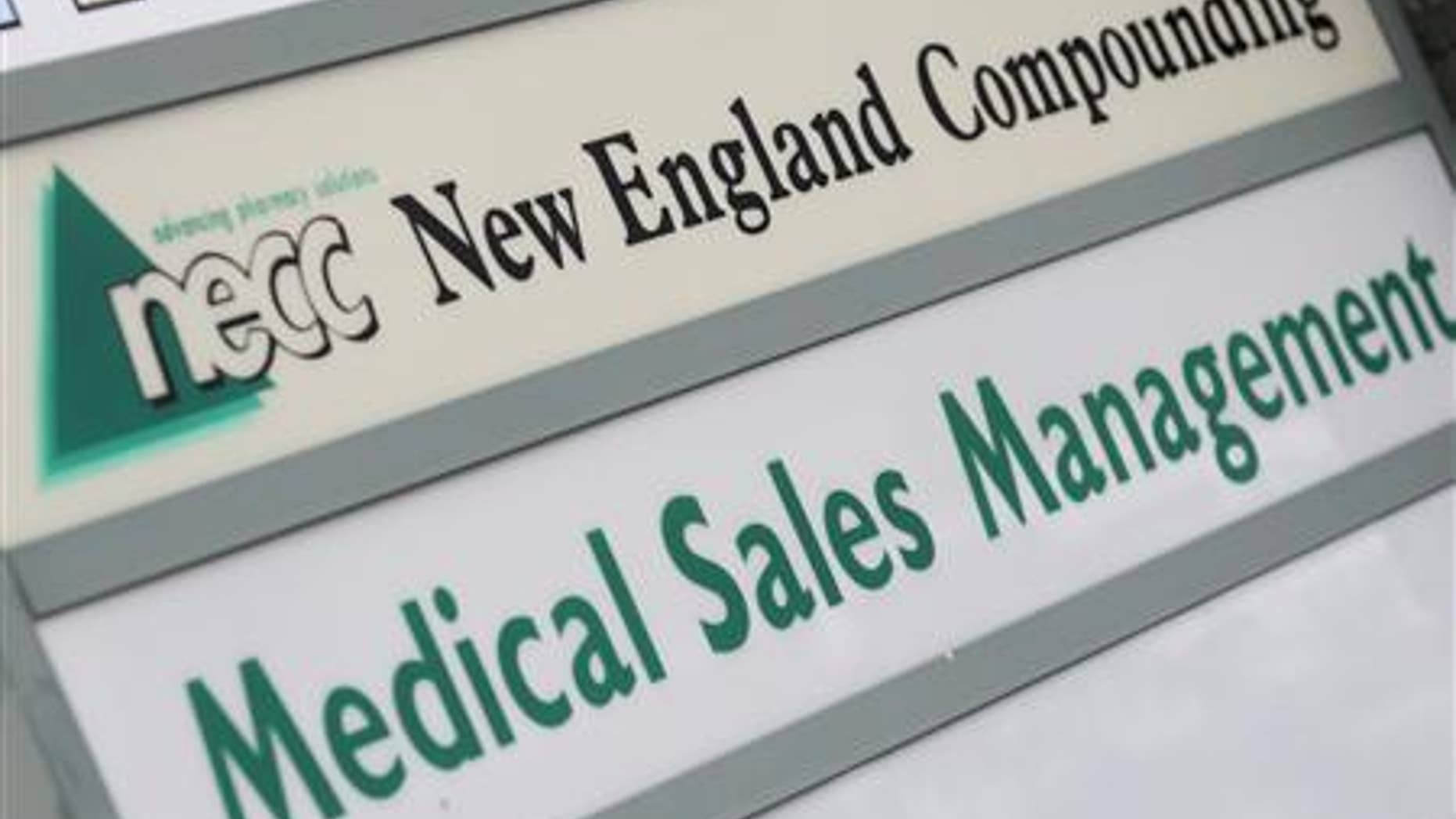 A sign for the New England Compounding Center (NECC),the pharmacy that produced the contaminated steroid suspected in a meningitis outbreak