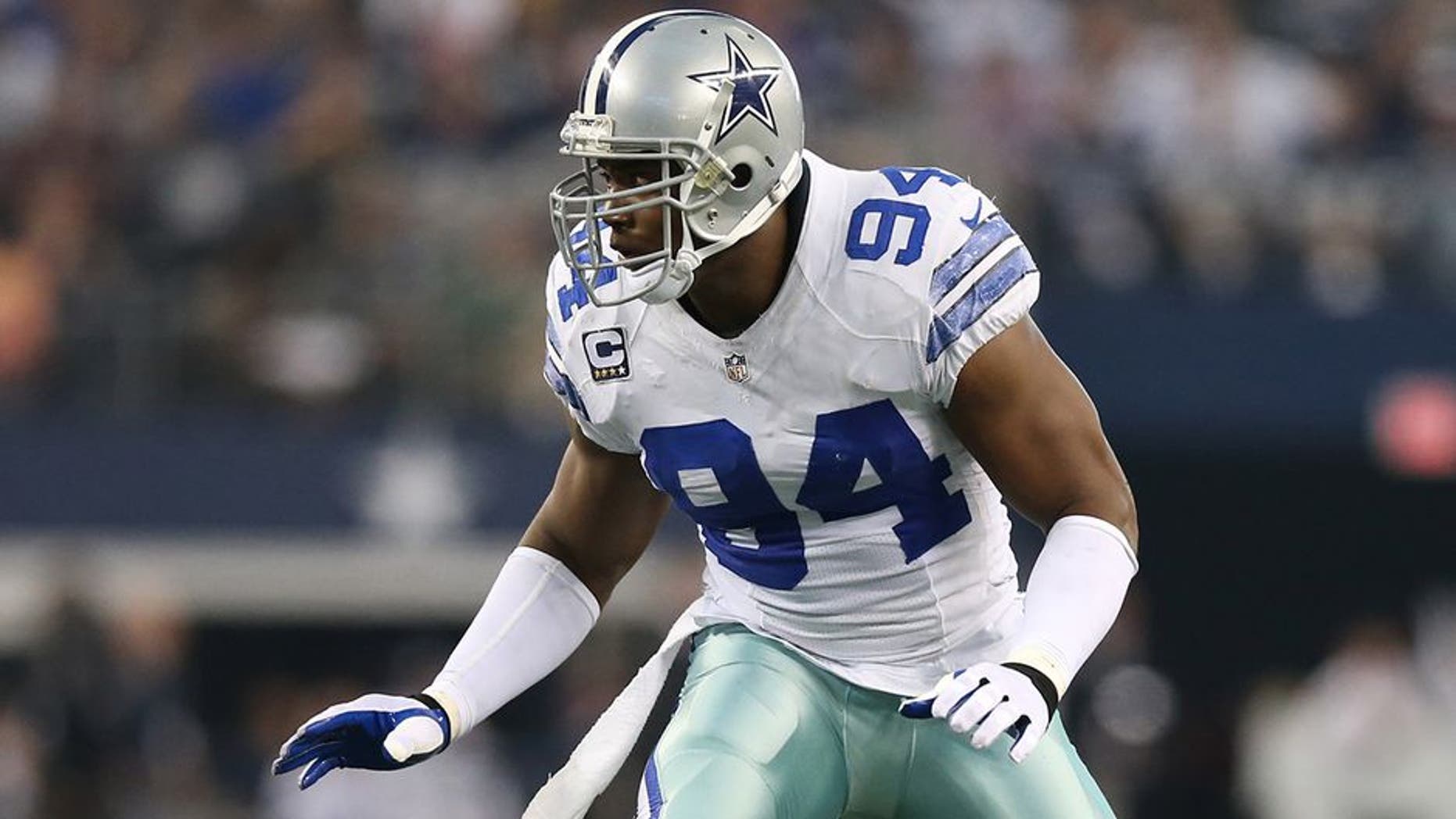 Dec 15, 2013; Arlington, TX, USA; Dallas Cowboys defensive end DeMarcus Ware (94) in action against the Green Bay Packers at AT&T Stadium. Mandatory Credit: Matthew Emmons-USA TODAY Sports