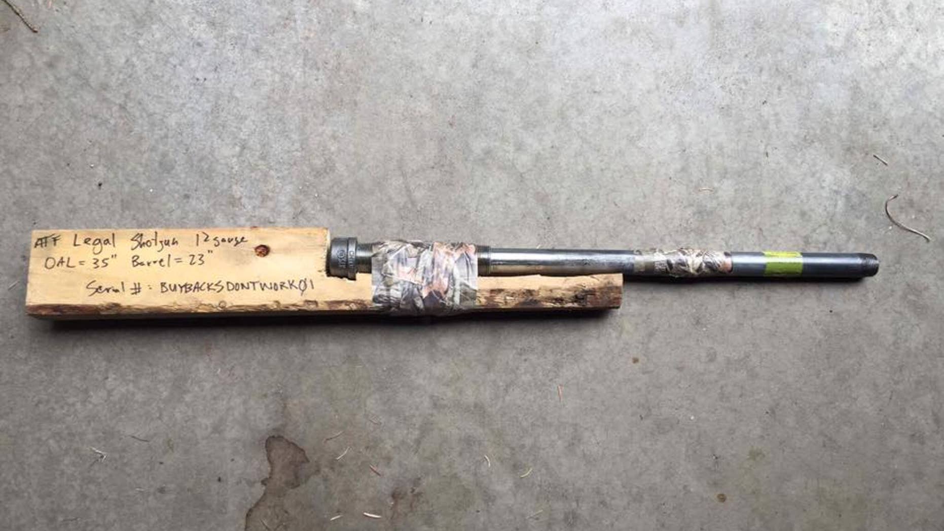 A homemade gun allegedly exchanged in a gun buyback program.