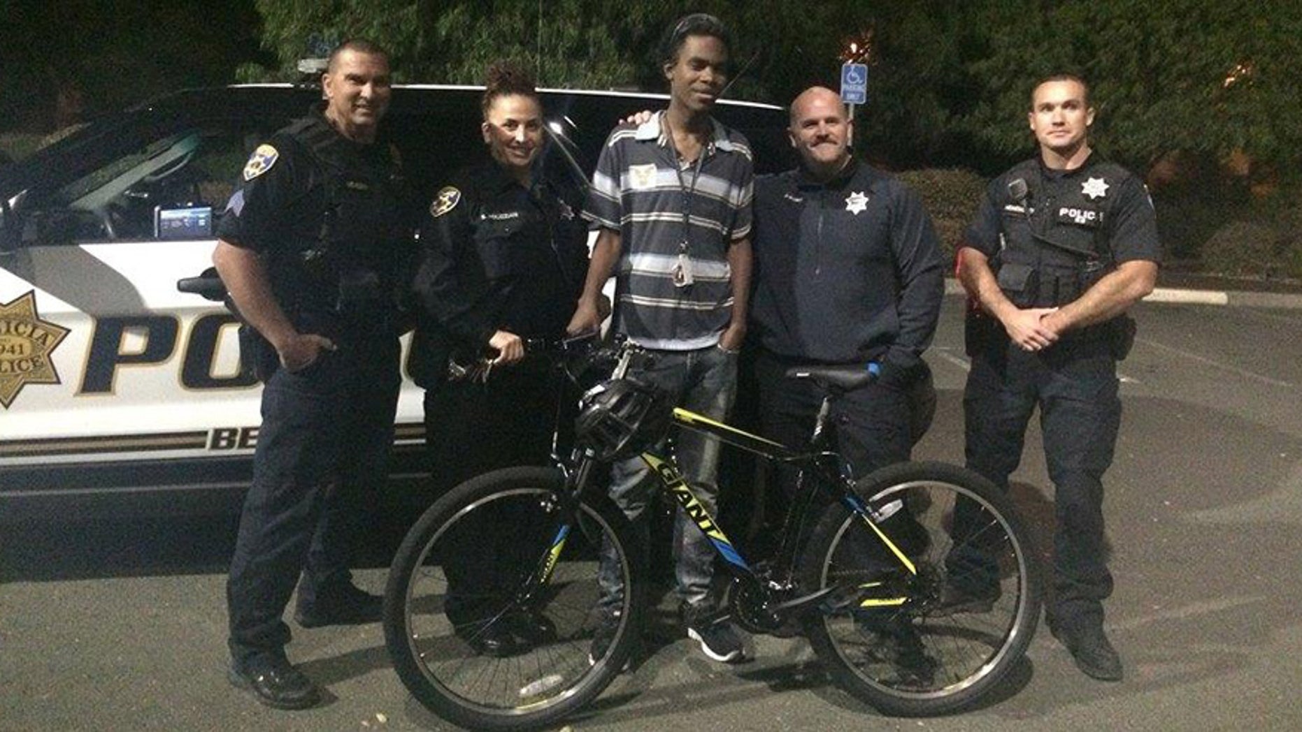 Benicia, Calif., police officers surprise Jourdan Duncan with a bike after finding out he walked more than seven miles to and from work.
