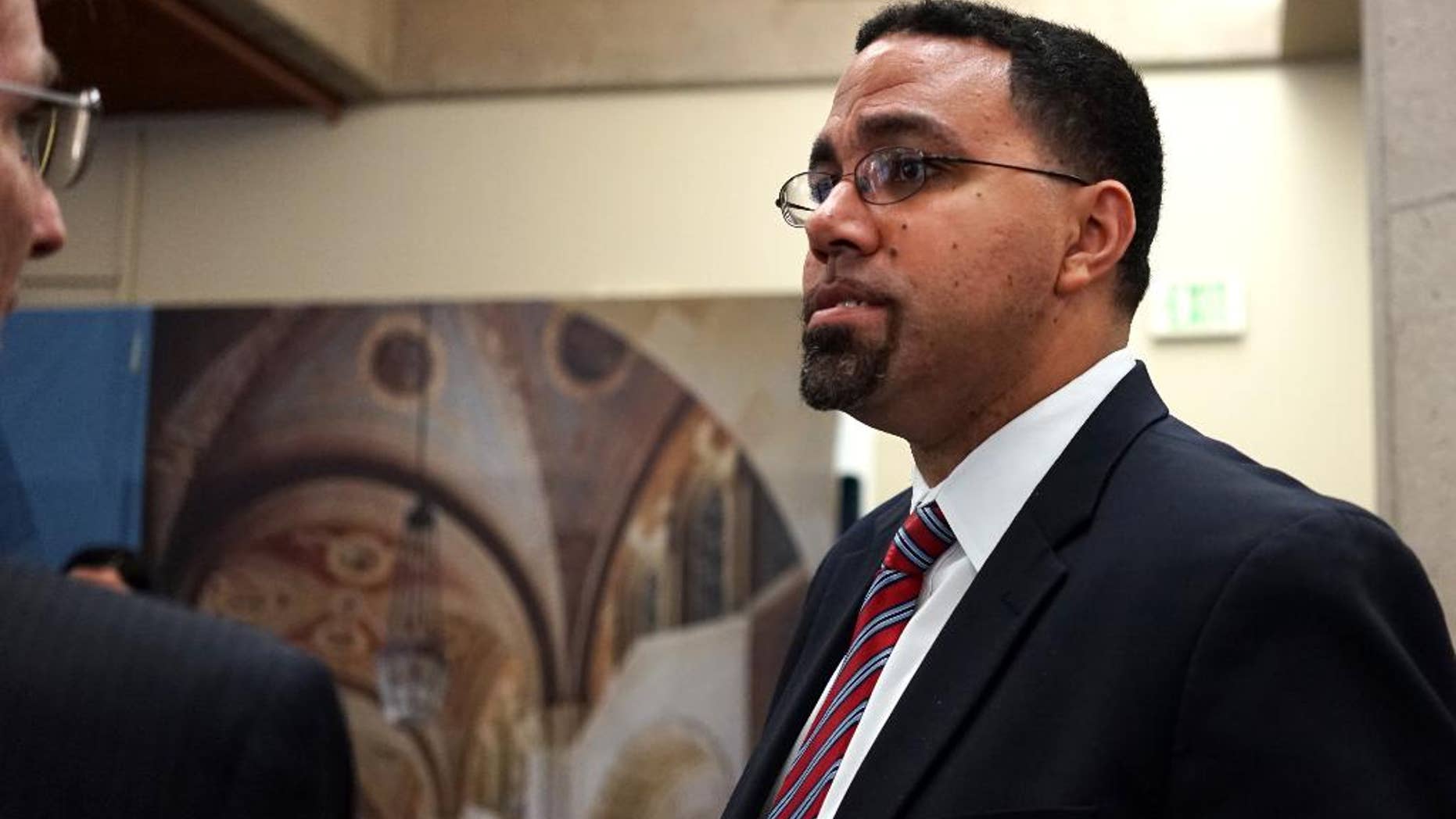 U.S. Education Secretary John King meets with students and administrators at the University of California, Los Angeles on Monday, May 9, 2016. The Common Application used for college admissions at more than 600 institutions is changing a question is asks about student criminal records, as the U.S. Department of Education urges schools to consider dropping the question altogether. King called it "an important step forward." (AP Photo/Christine Armario)