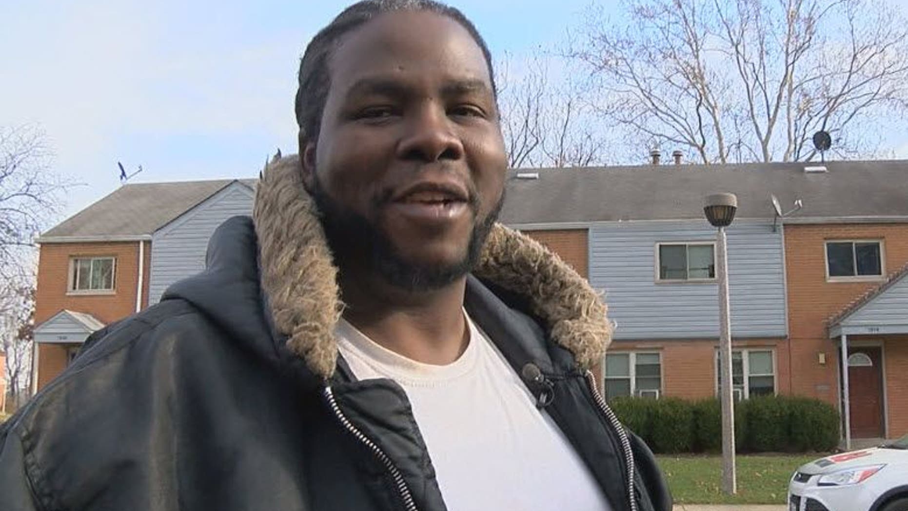 Keith Anderson says he was helping a co-worker who was attacked early on Thanksgiving morning when someone stole his car, laptop and Christmas gifts for his children.