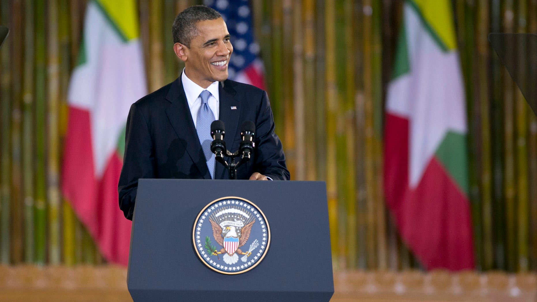 YANGON, Myanmar - President Barack Obama speaks at the University of Yangon during his historical first visit to the country on November 19, 2012 in Yangon, Myanmar.
