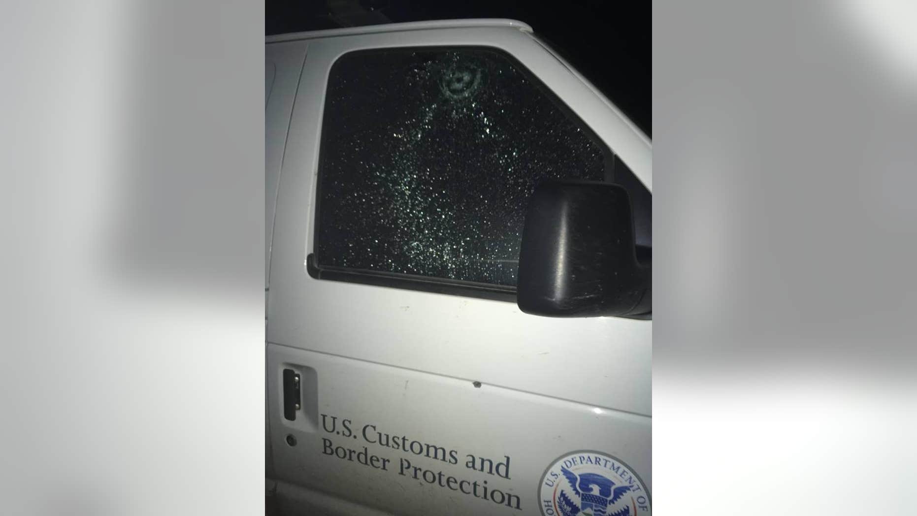 The damaged Border Patrol truck.
