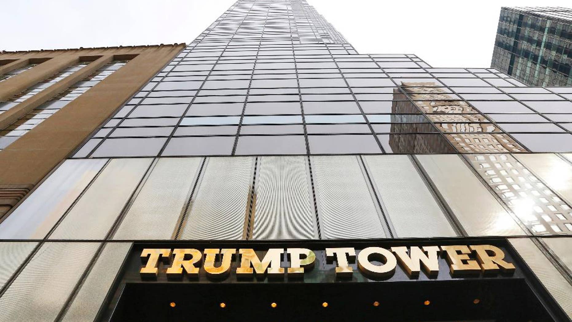 FILE - In this March 16, 2016 file photo, Trump Tower is seen in New York. The U.S. military is looking to rent space at Trump Tower for use when President Donald Trump returns to his longtime home in New York City. (AP Photo/Mark Lennihan, File)