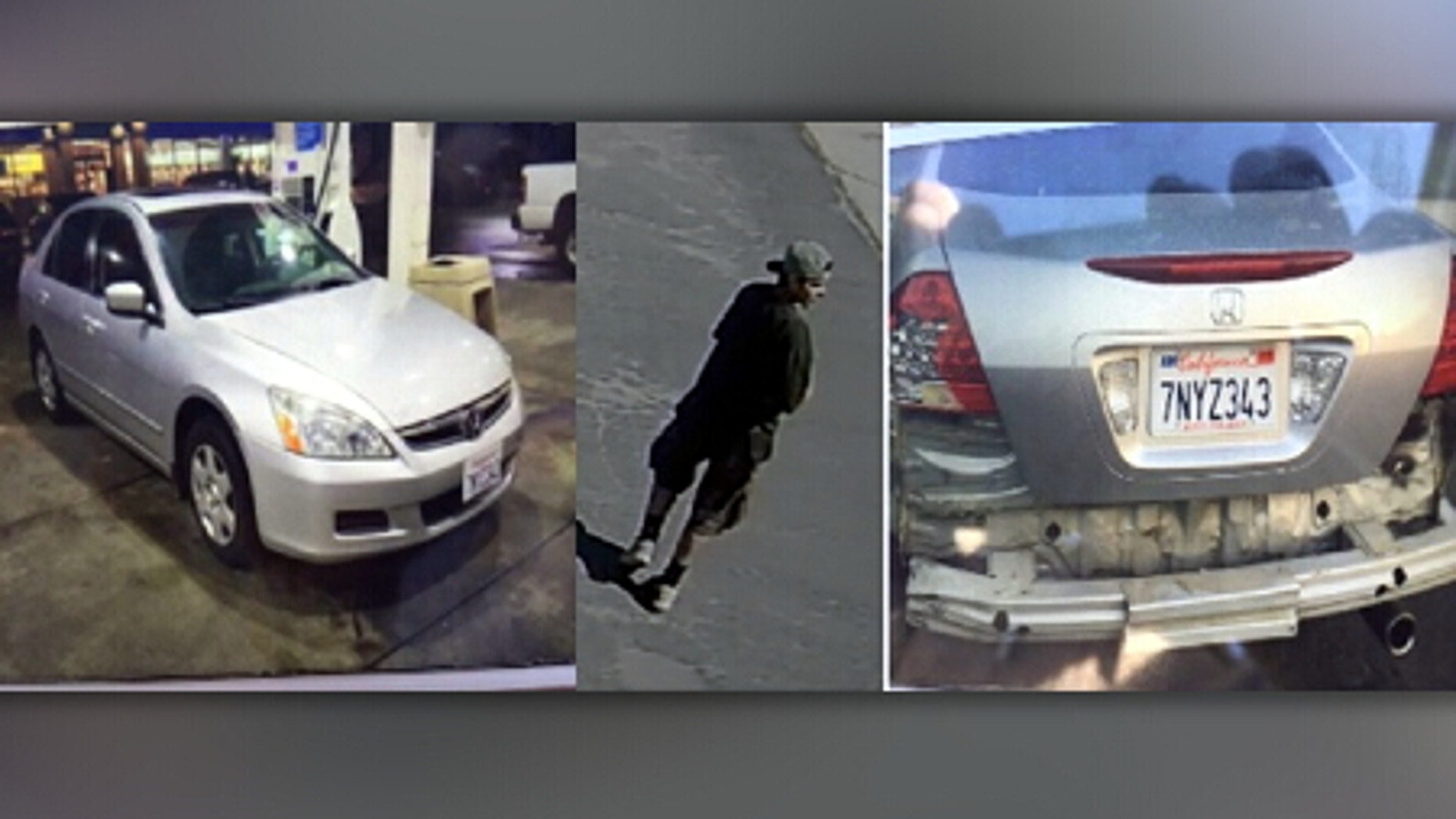 Images of the stolen car and the man police say took it.