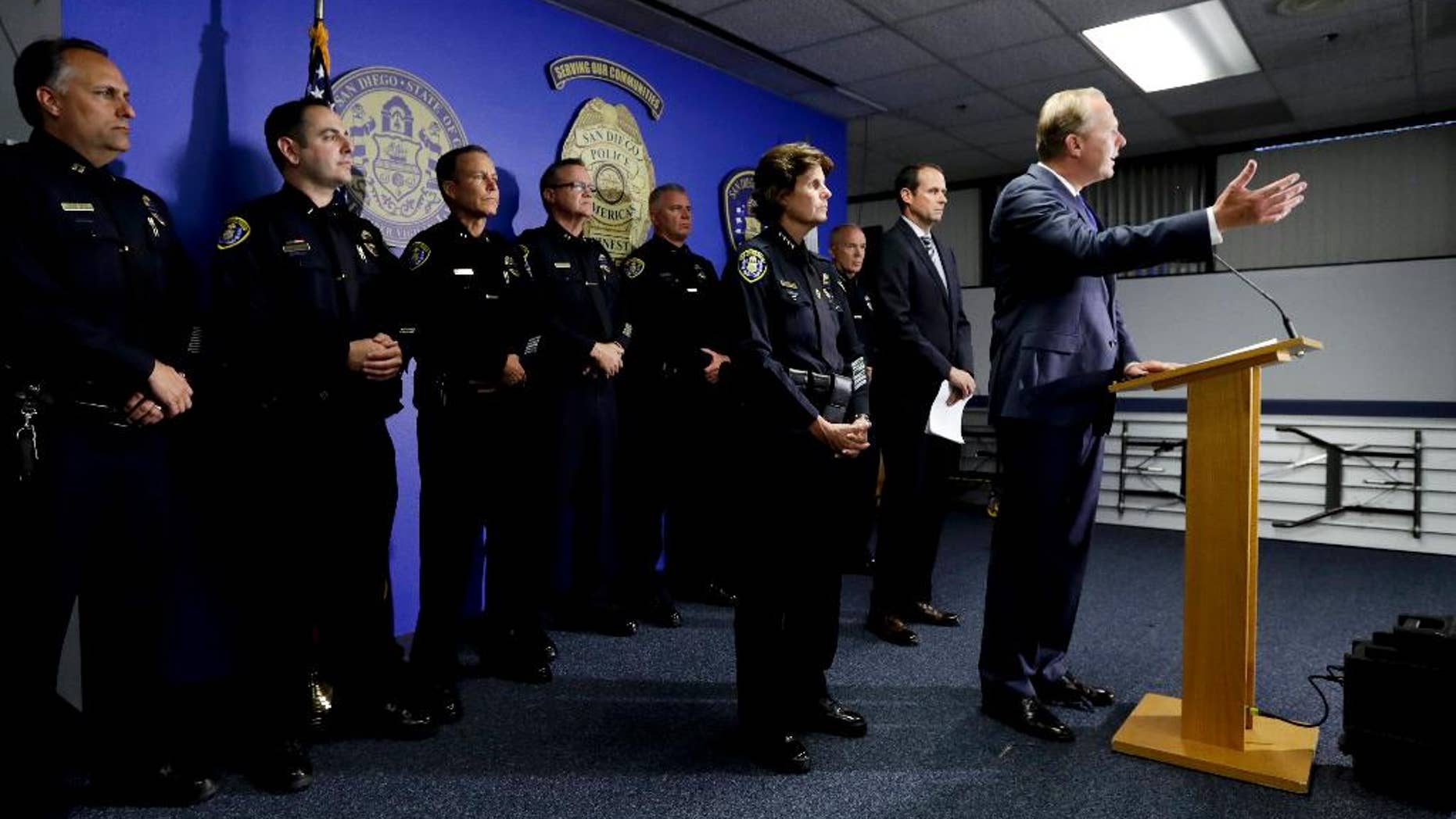 San Diego Mayor Kevin Faulconer speaks at a news conference Friday in San Diego.