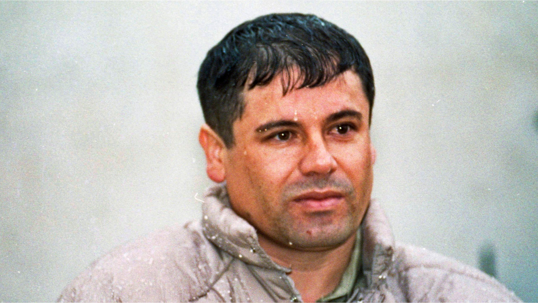 In this June 10, 1993 file photo, Joaquin Guzman Loera, alias "El Chapo" Guzman, is shown to the media after his arrest at the high security prison of Almoloya de Juarez, on the outskirts of Mexico City. (AP Photo/Damian Dovarganes, File)