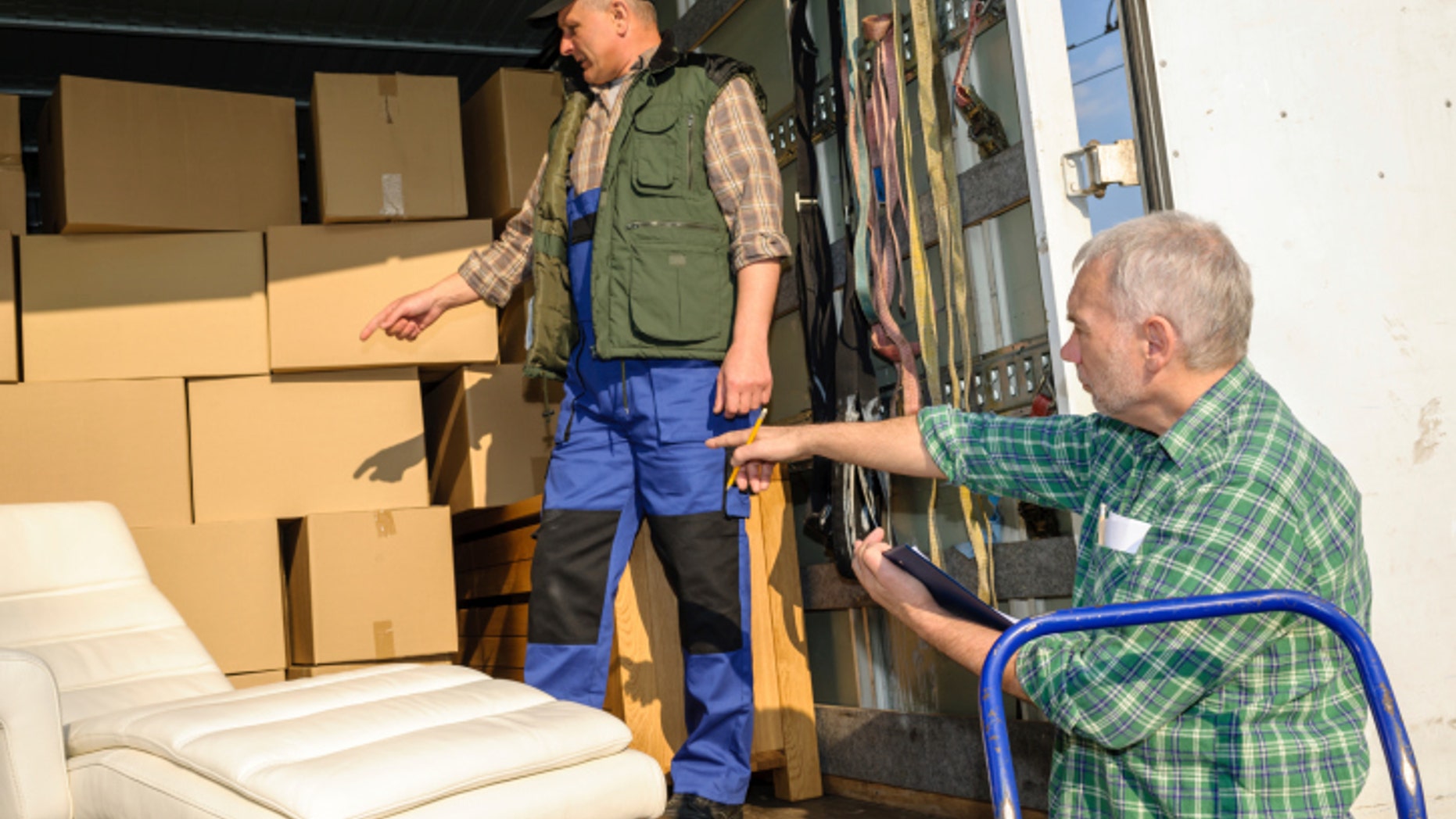 Two mover load van with furniture boxes