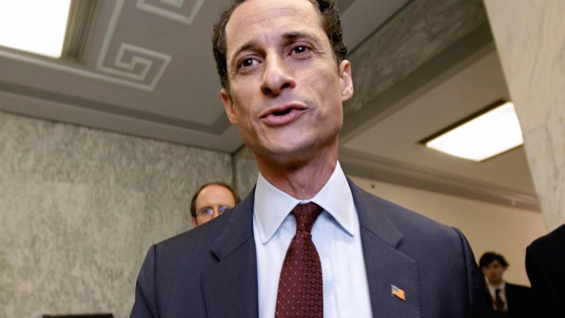 Rep. Anthony Weiner, D-N.Y. walks from his office to an elevator in the Rayburn House Office Building for a vote, on Capitol Hill in Washington, Wed., June 1, 2011. (AP Photo/J. Scott Applewhite)