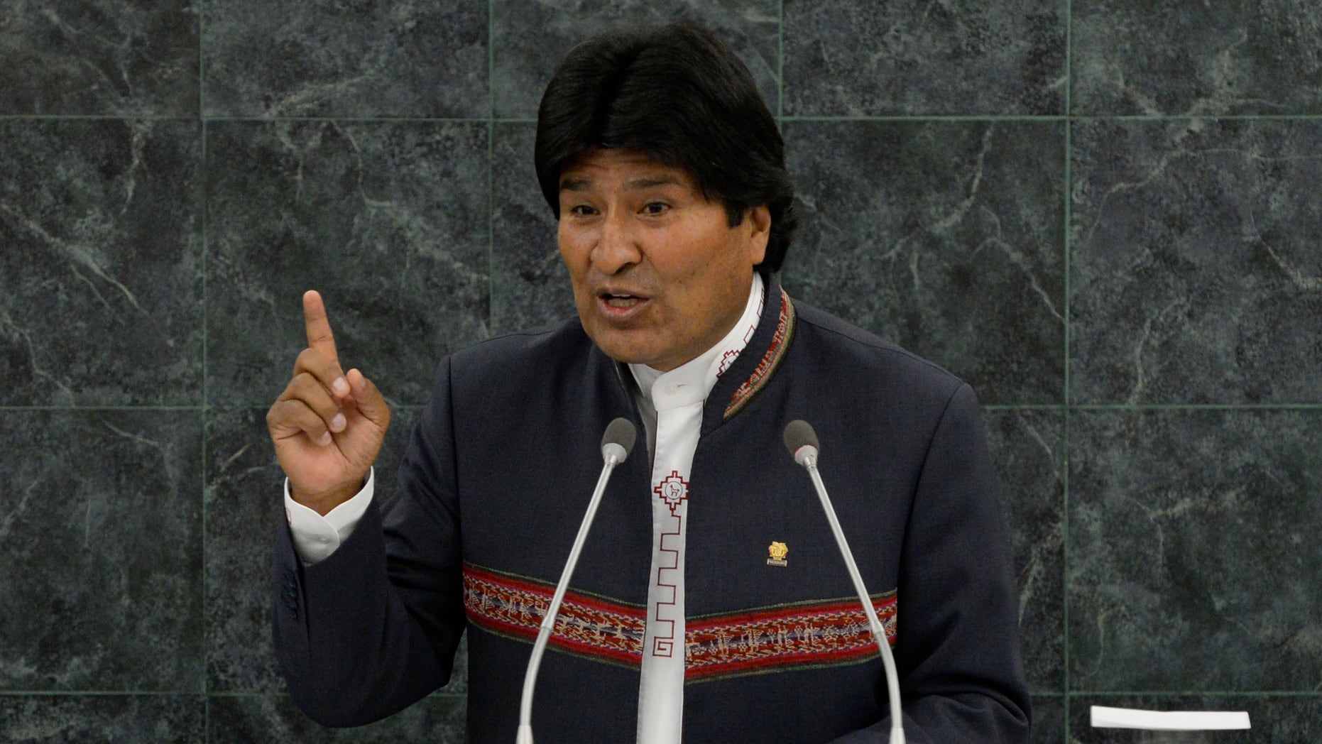 Bolivian President Evo Morales at the 68th United Nations General Assembly in September 2013 in New York City.