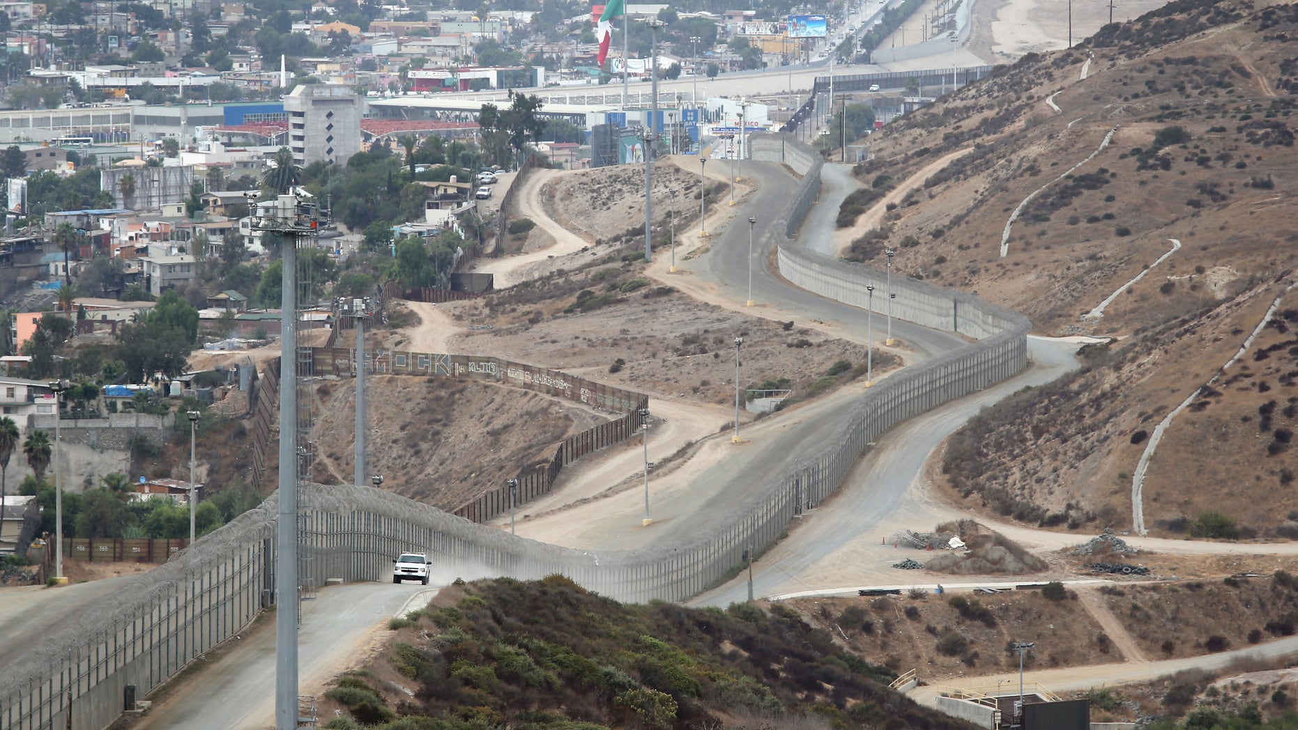 A stretch of the U.S.-Mexico border fence on October 3, 2013 near San Ysidro, California.