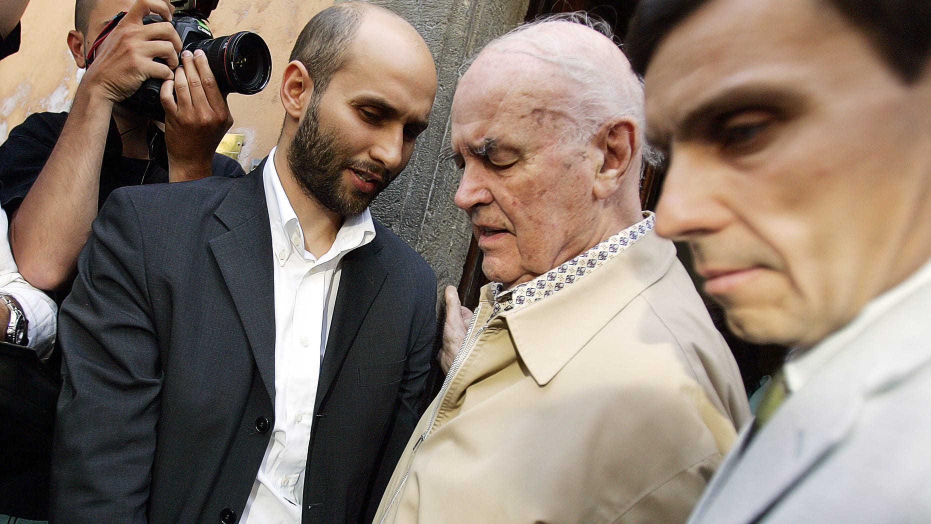 June 18, 2007 - FILE photo of former Nazi officer, Erich Priebke (then 93,) leaving his lawyer's office, in Rome. Priebke, an ex SS captain sentenced to life for the 1944's Ardeatine caves massacre in Italy, died at 100 Friday. Argentine and Roman authorities have refused to allow his burial due to his involvement in war crimes.