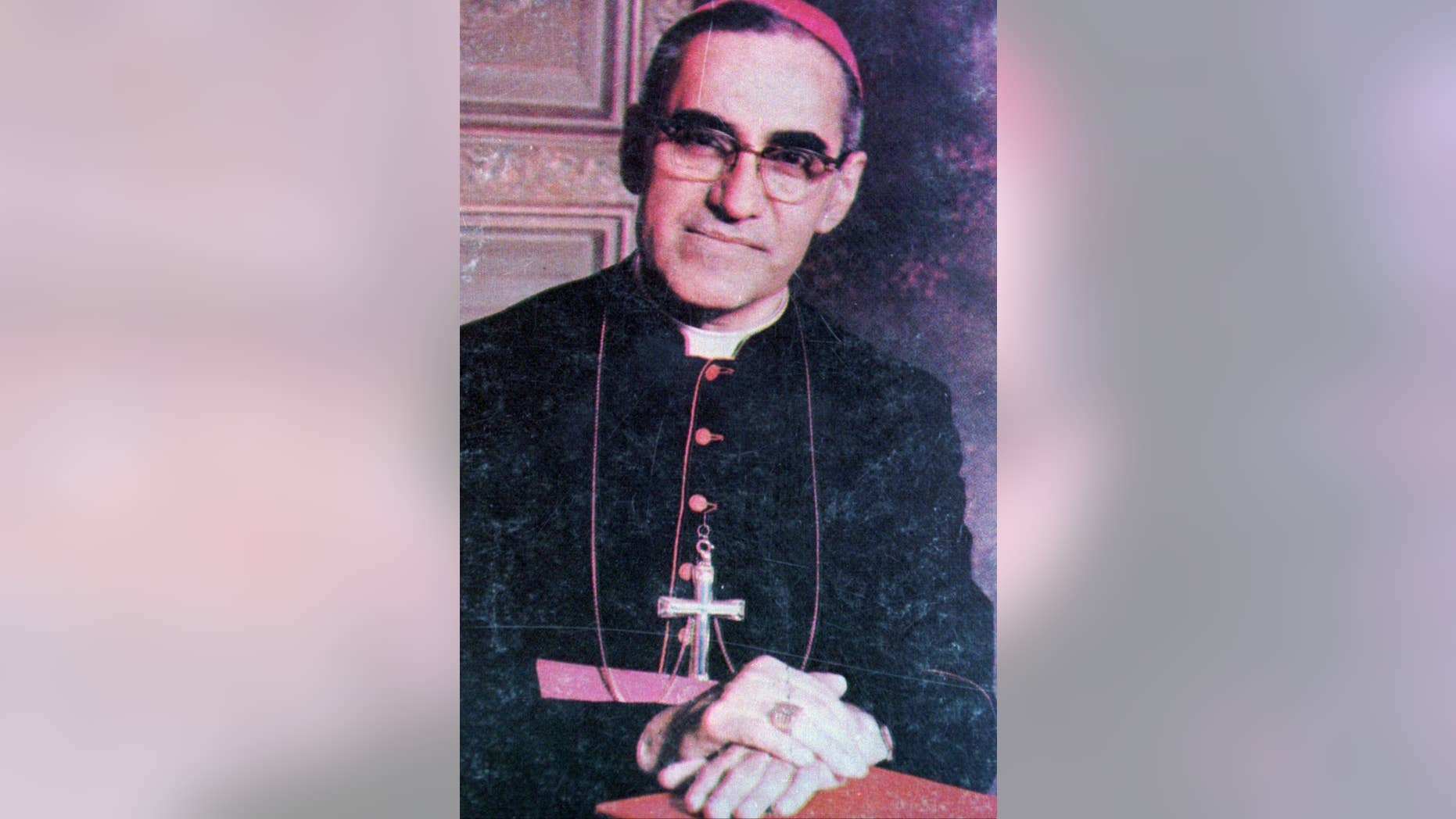 FILE - This undated file photo shows Archbishop Oscar Arnulfo Romero, who was gunned down while giving Mass in a San Salvador church on March 24, 1980. Roman Catholic authorities in El Salvador said on Sunday, March 5, 2017 that the Vatican is studying a possible miracle attributed to Romero that could lead to the once-controversial cleric's canonization. (AP Photo, File)