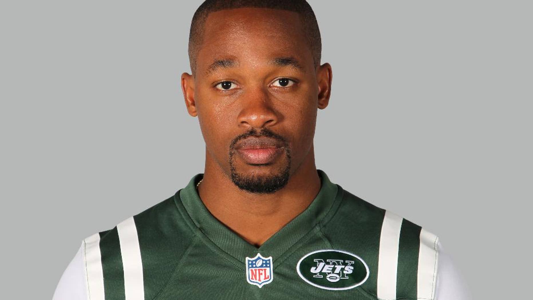 FILE - This is a 2014, file photo showing Dimitri Patterson of the New York Jets NFL football team. The Jets have "indefinitely" suspended cornerback Dimitri Patterson after he left the team for 48 hours without contacting the organization.General manager John Idzik said Monday, Aug. 25, 2014, that Patterson spoke to him and coach Rex Ryan on Sunday night. Idzik would not discuss the reason for the absence. (AP Photo/File)