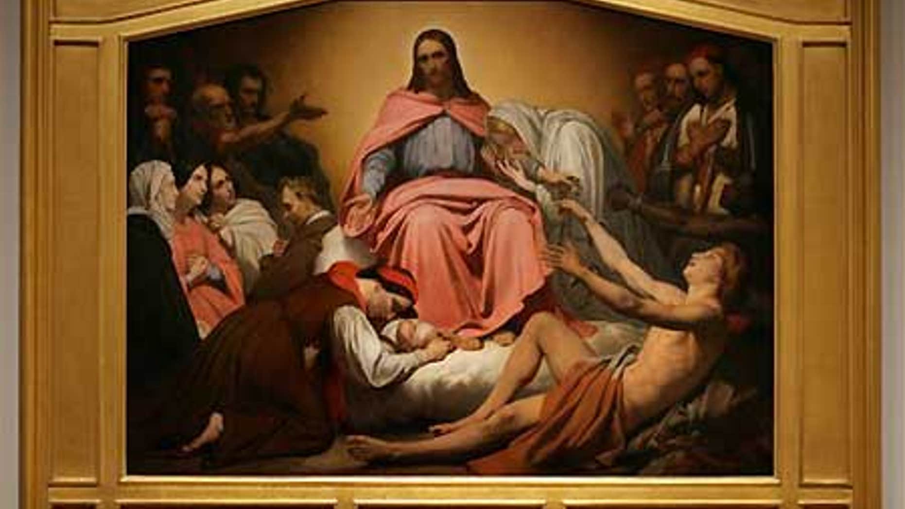 The painting "Christus Consolator' by the Dutch-born, French-trained artist Ary Scheffer, one of the pre-eminent Romantic painters in Paris.
