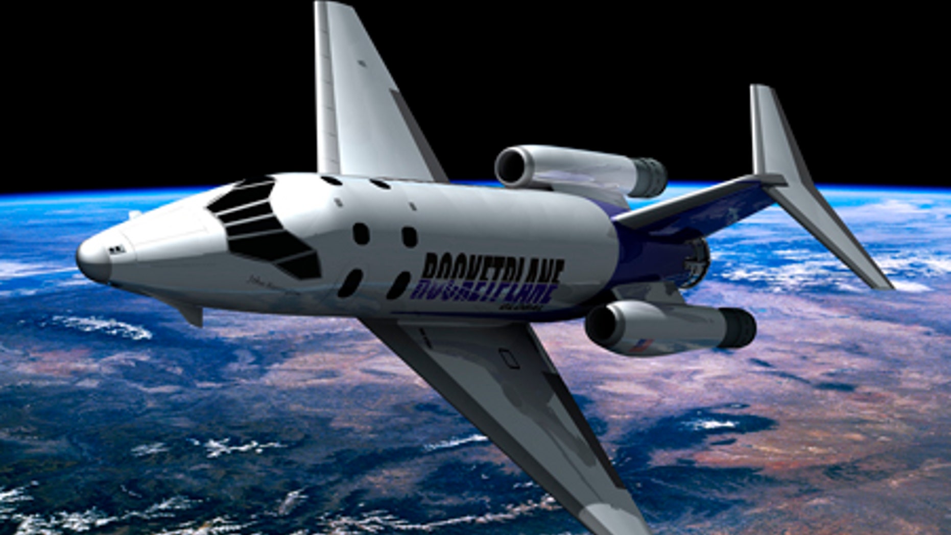 This conceptual artist rendering shows the Rocketplane XP spacecraft.