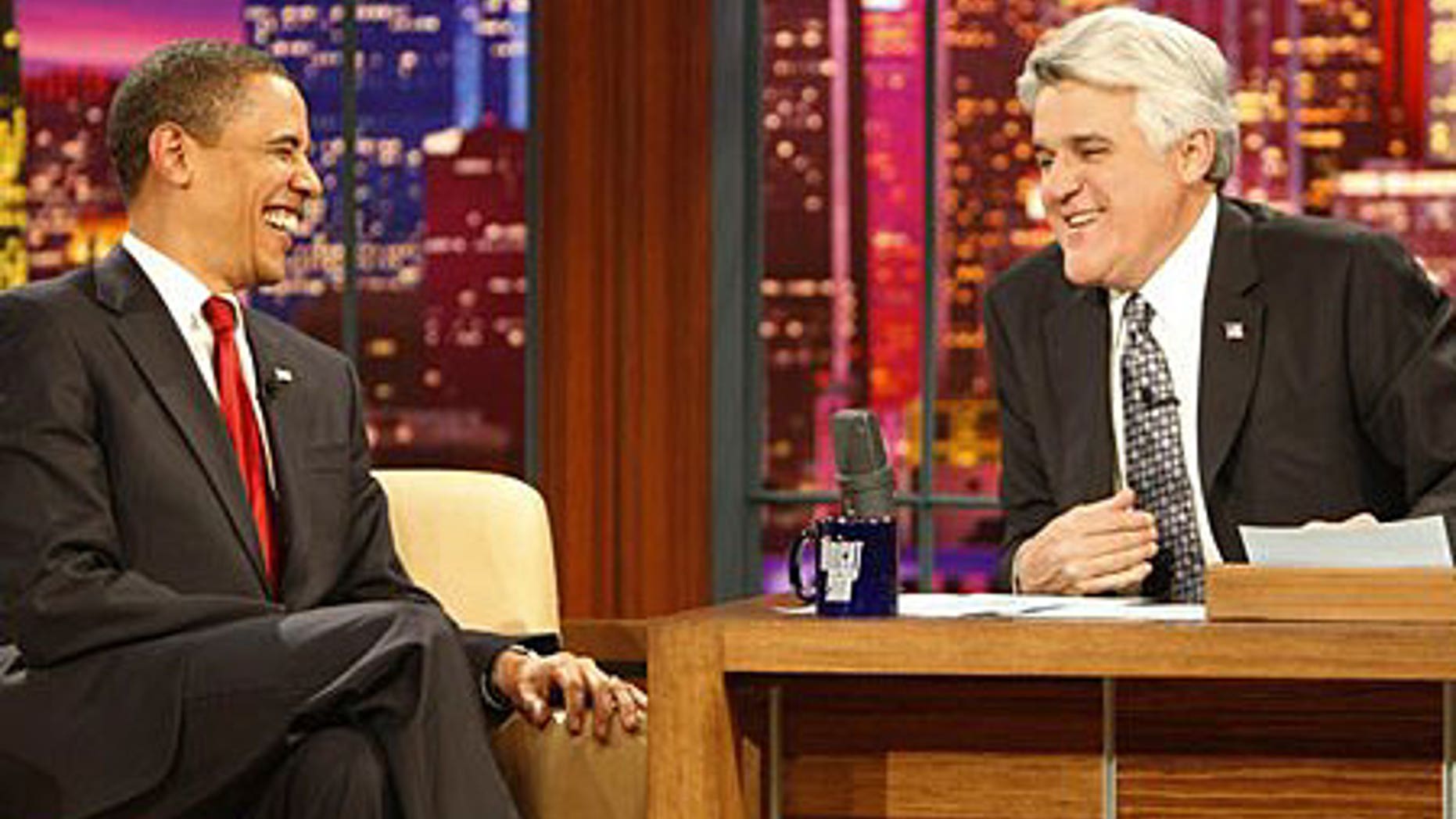 President Obama shares a laugh with Jay Leno on 'The Tonight Show'