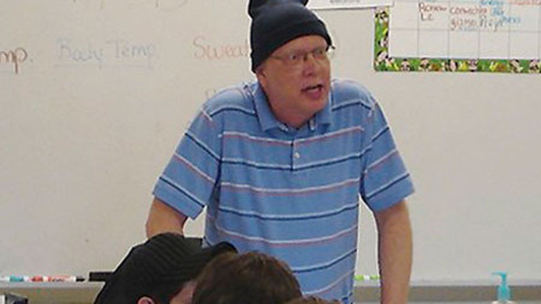 Undated 2008 photo: Bill Sparkman speaks to a 7th grade class during a lesson about sound waves.