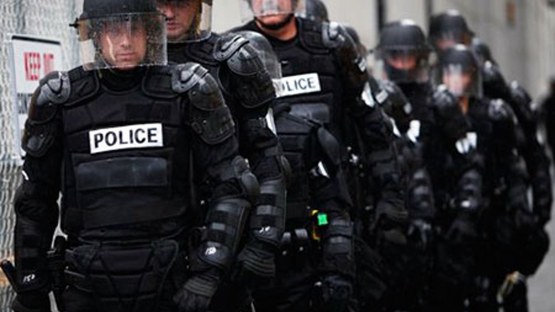 Sept. 22: Police officers in riot gear are seen in Pittsburgh.