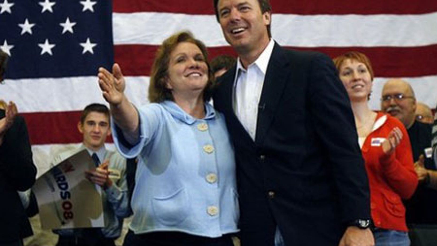 Jan. 1, 2008: Elizabeth Edwards and hsuband, former Democratic Presidential candidate John Edwards, a few months prior to the announcement of his affair.