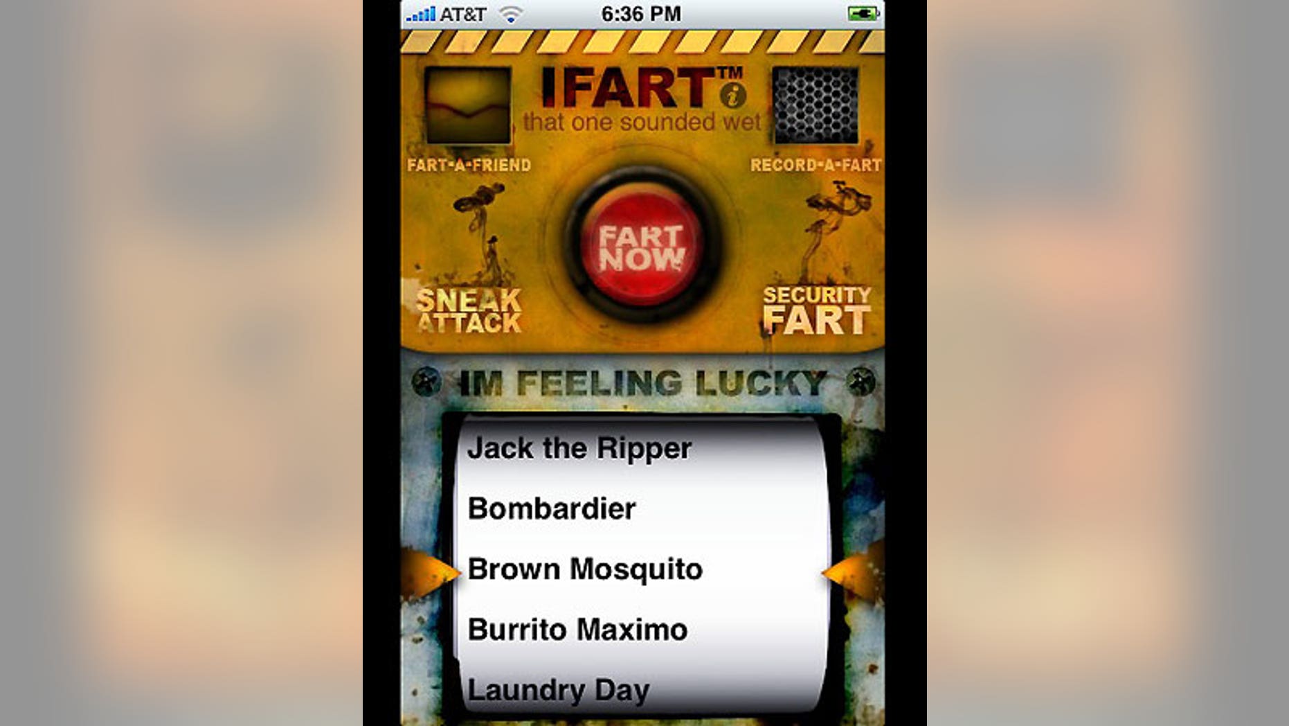 A screen shot of iFart on the iPhone.