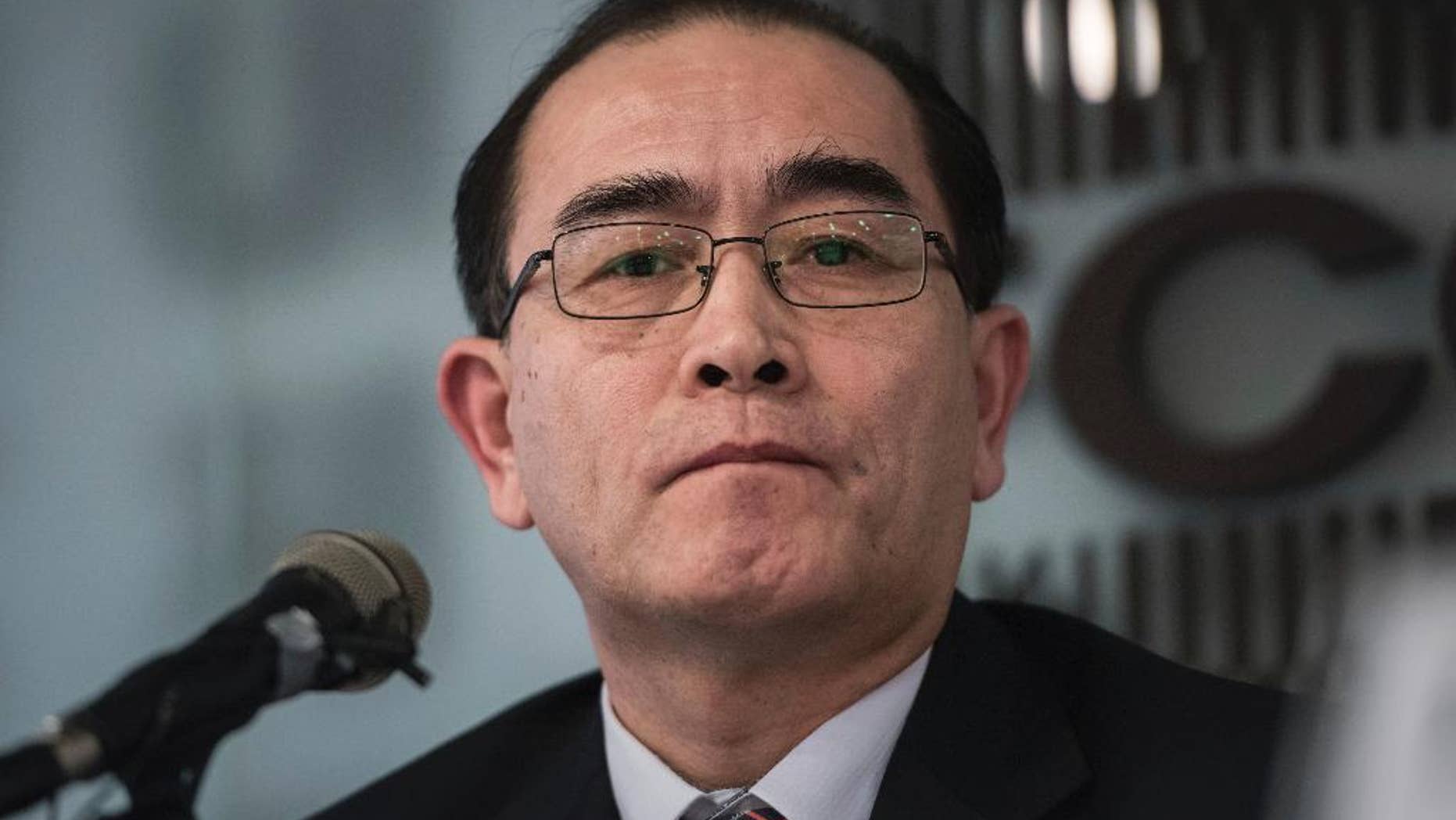 Former North Korean deputy ambassador to the UK Thae Yong Ho speaks with media at the Foreign Correspondents Club in Seoul.