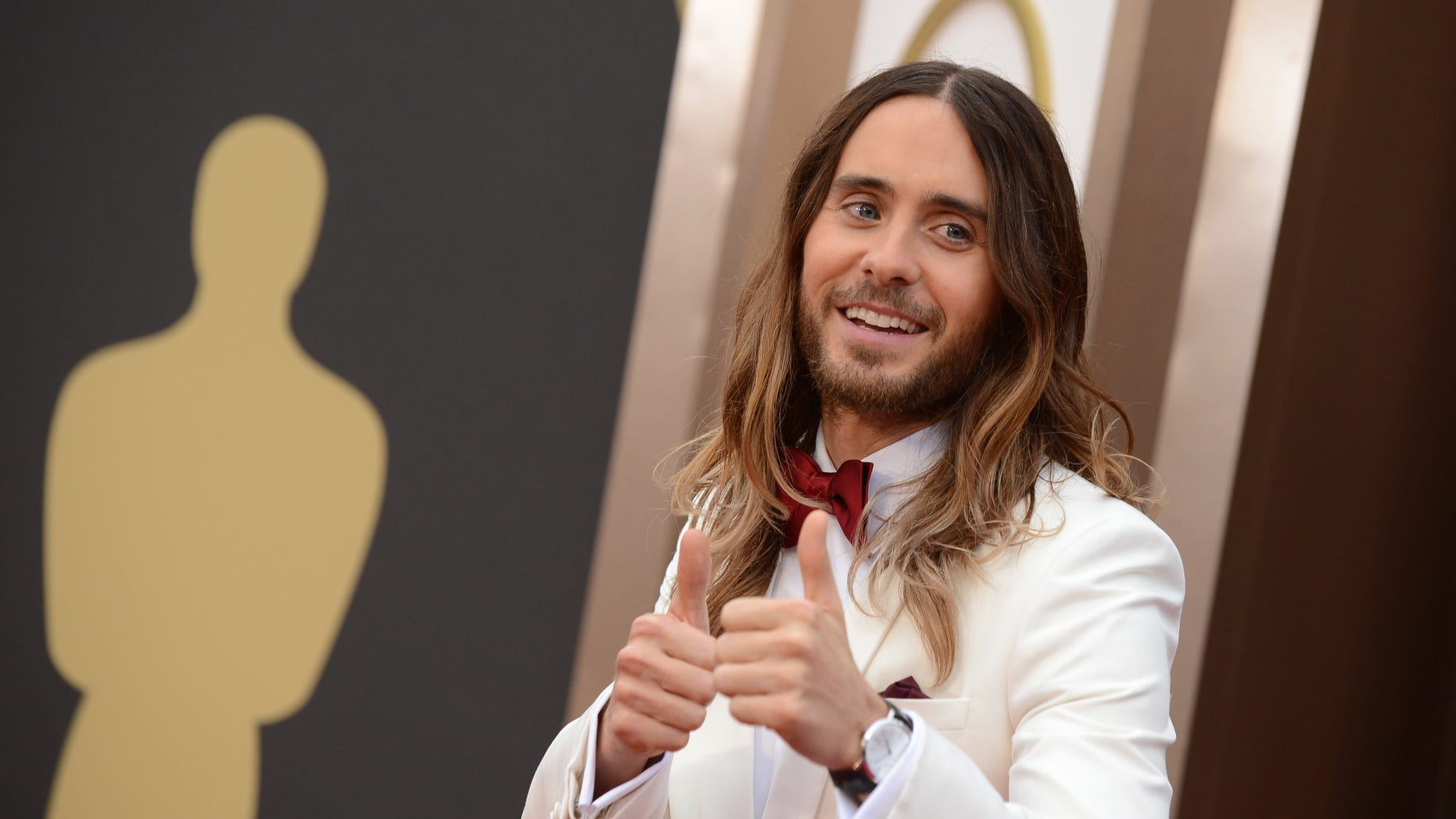 Jared Leto arrives at the Oscars on Sunday, March 2, 2014, at the Dolby Theatre in Los Angeles. (Photo by Jordan Strauss/Invision/AP)