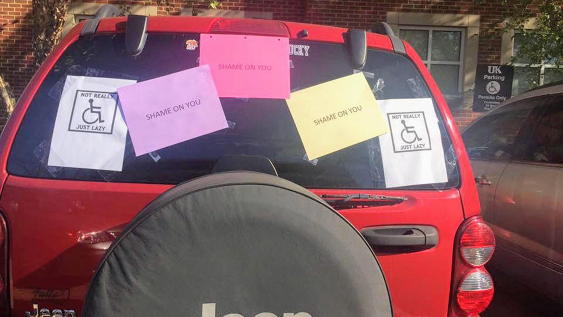Lexi Baskin is receiving treatment for a brain tumor and said she returned from meeting with a professor to find her car covered in shameful messages.