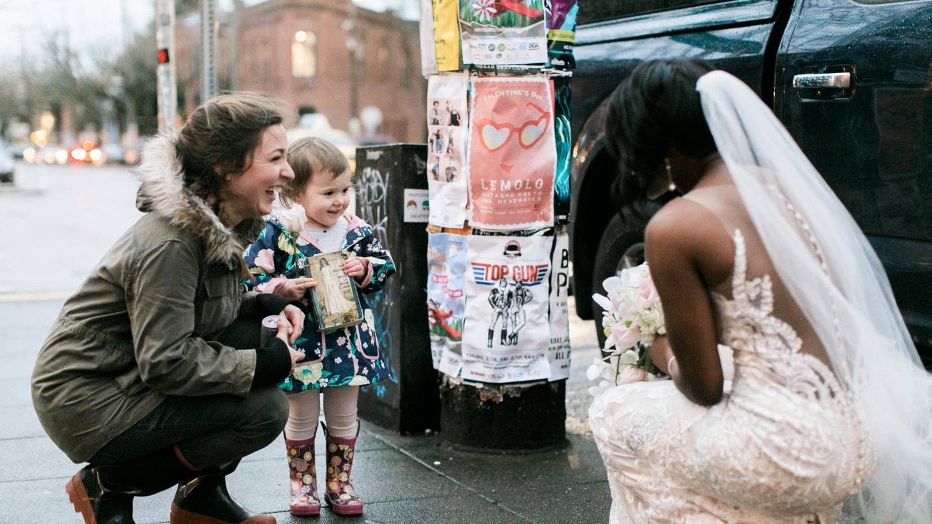 The girl spotted Shandace Lerma in a wedding dress and mistaken her for the princess on the cover. (Stephanie Cristalli Photography)