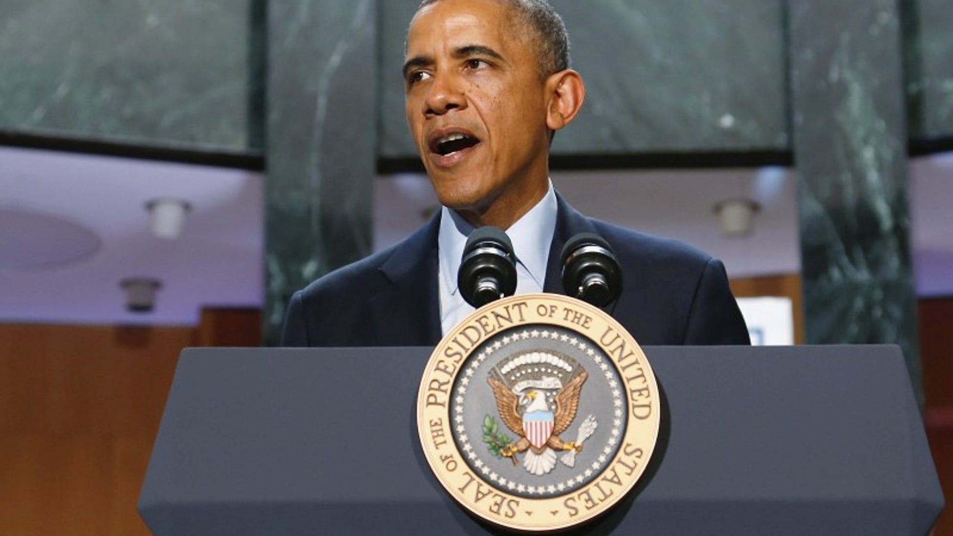 U.S. President Barack Obama delivers remarks at the National Baseball Hall of Fame in Cooperstown, New York, May 22, 2014. REUTERS/Jonathan Ernst