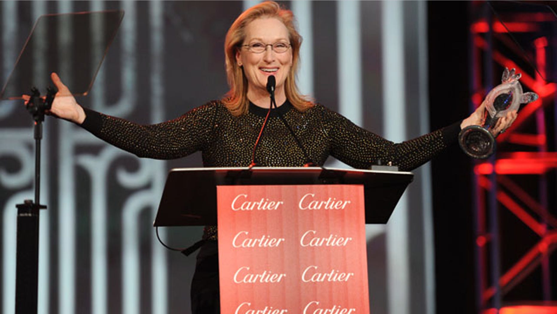 January 4, 2014: Meryl Streep accepts the Icon award for "August: Osage County" at the Palm Springs International Film Festival Awards Gala in Palm Springs, Calif. (Photo by Frank Micelotta/Invision/AP)