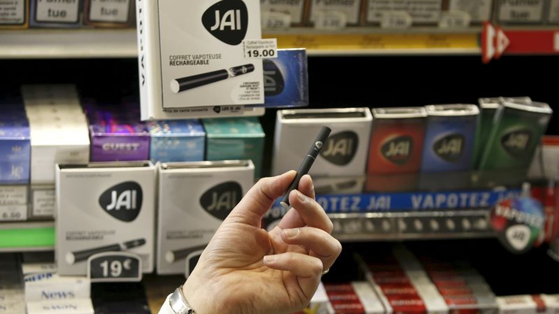 E-cigarette Jai is displayed in a tobacco shop in Paris in this February 9, 2015 file photo. REUTERS/Charles Platiau/Files