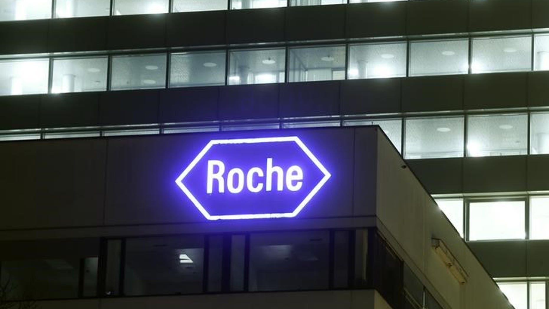 Swiss drugmaker Roche's logo is seen at their headquarters in Basel, Switzerland January 28, 2016.