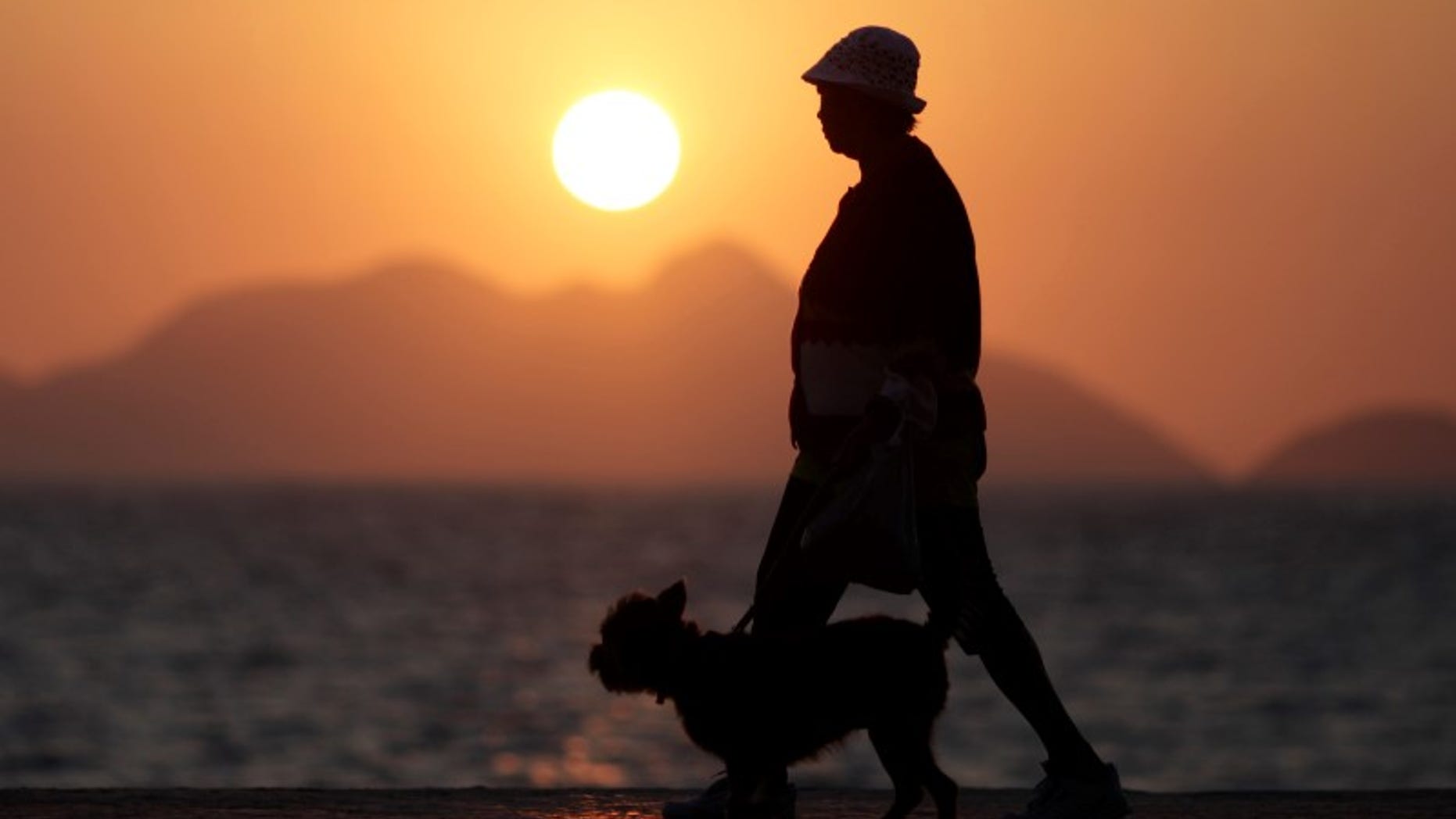 An elderly lady walks with her dog in Copacabana in Rio de Janeiro September 13, 2011. REUTERS/Ricardo Moraes