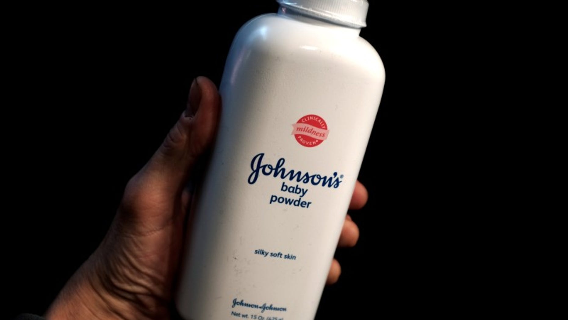 A bottle of Johnson's Baby Powder is seen in a photo illustration taken in New York