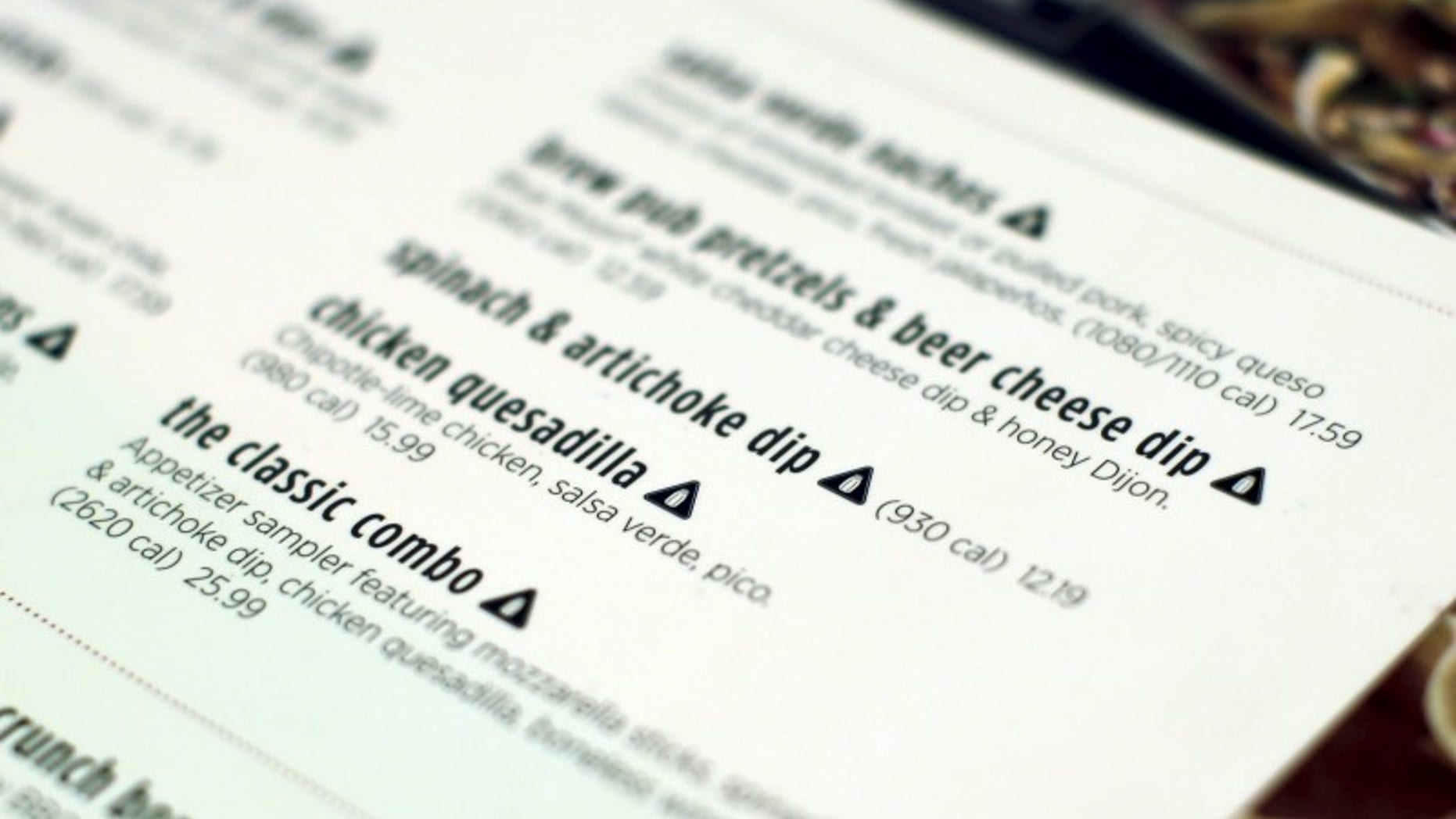 A new menu from Applebeeâs restaurant is seen at one of its outlet in the Manhattan borough of New York City