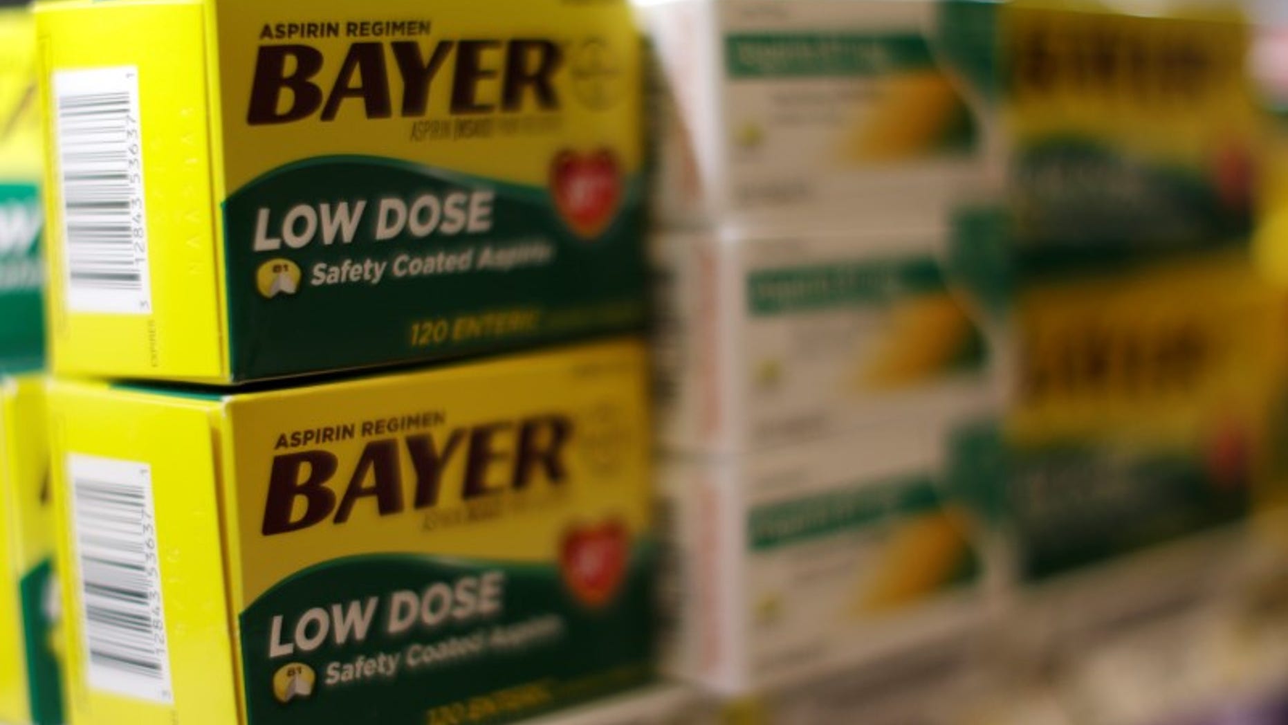 Bayer aspirin is seen at the Safeway store in Wheaton Maryland