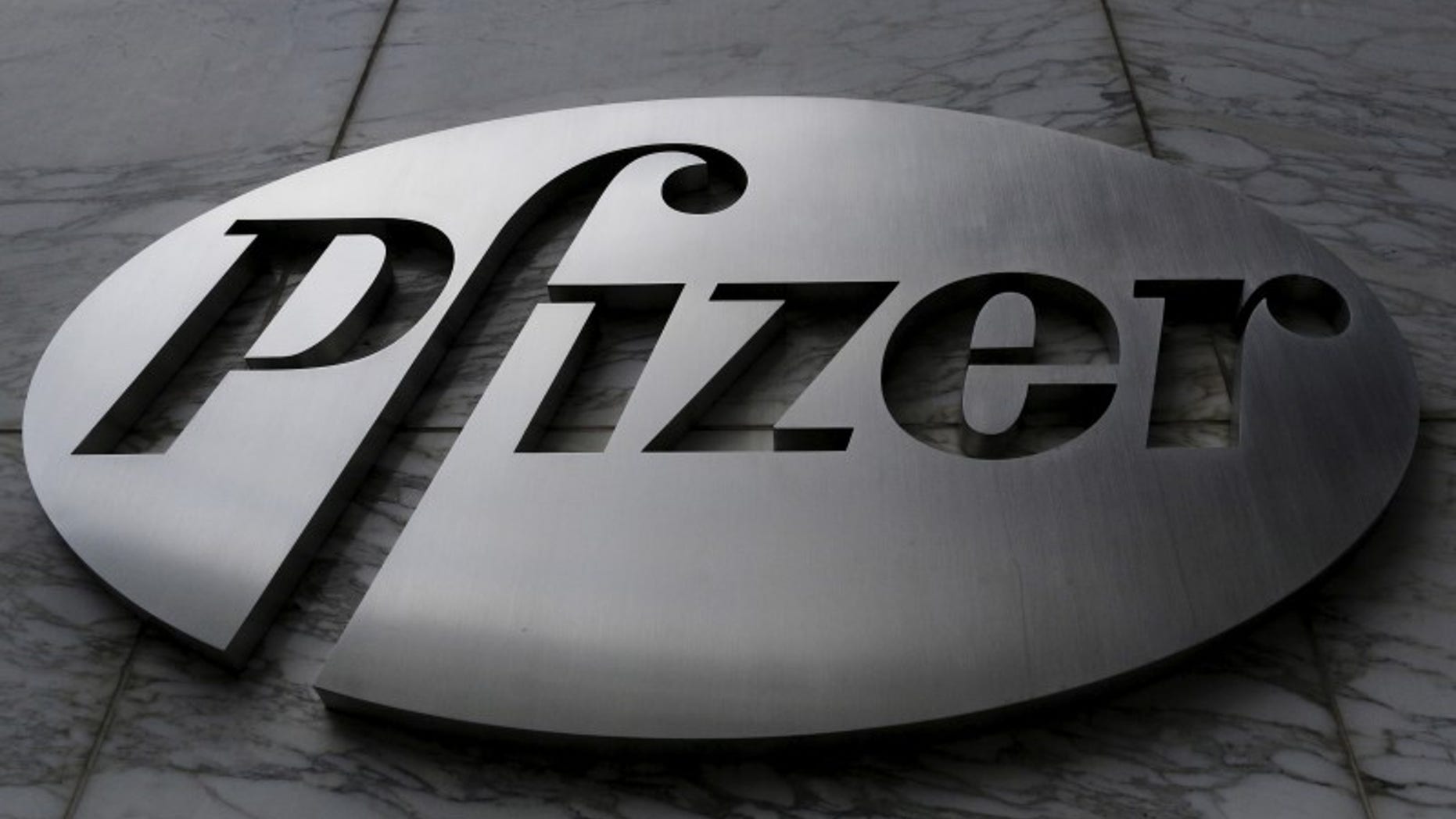 The Pfizer logo is pictured on the company's World Headquarters building in the Manhattan borough of New York