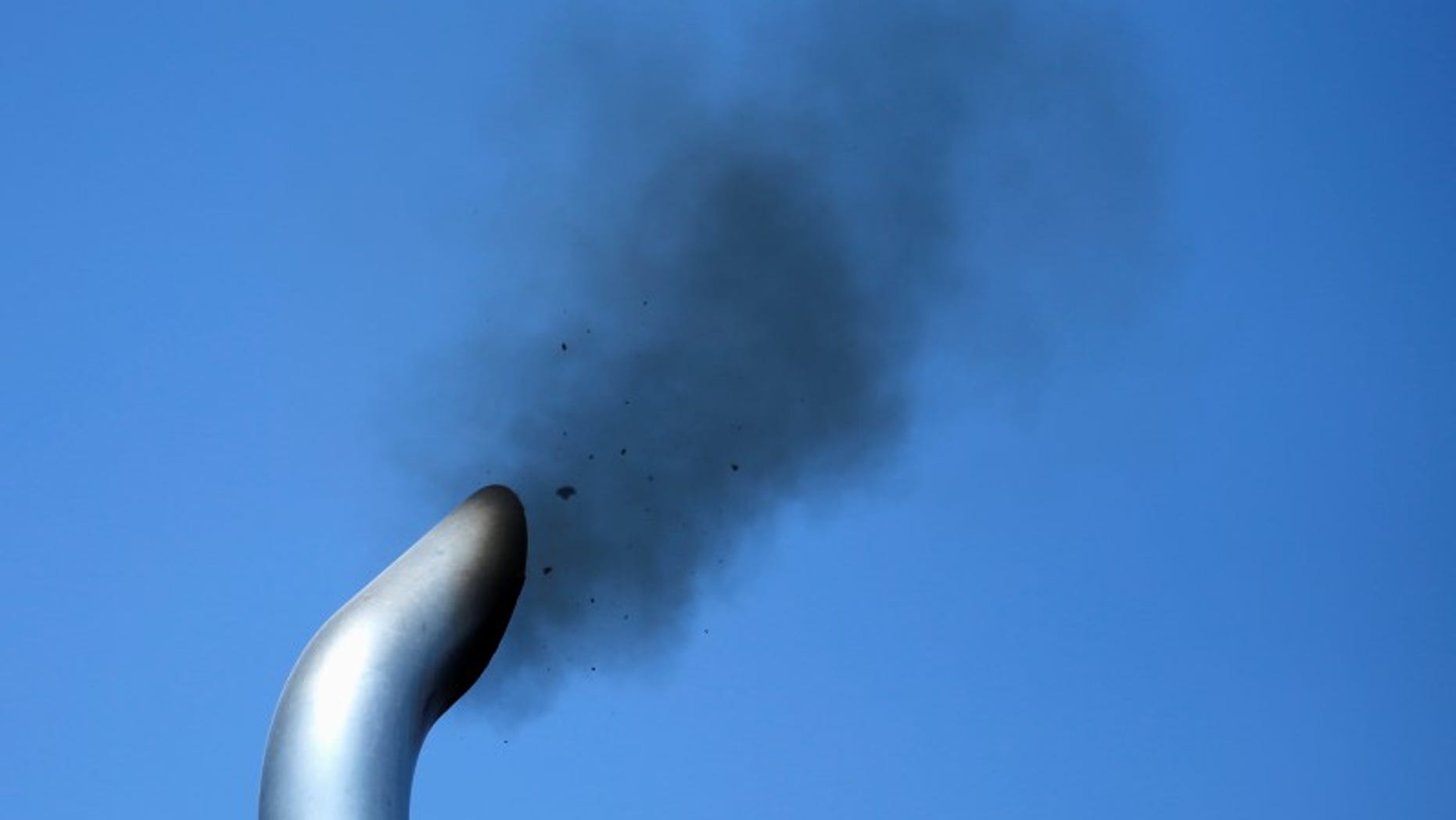 A truck engine is tested for pollution near the Mexican-U.S. border in Otay Mesa, California
