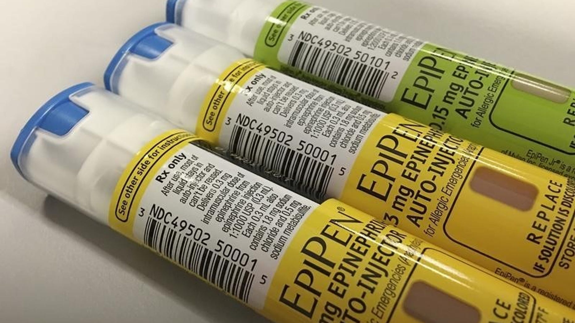 EpiPen auto-injection epinephrine pens manufactured by Mylan NV pharmaceutical company are seen in Washington