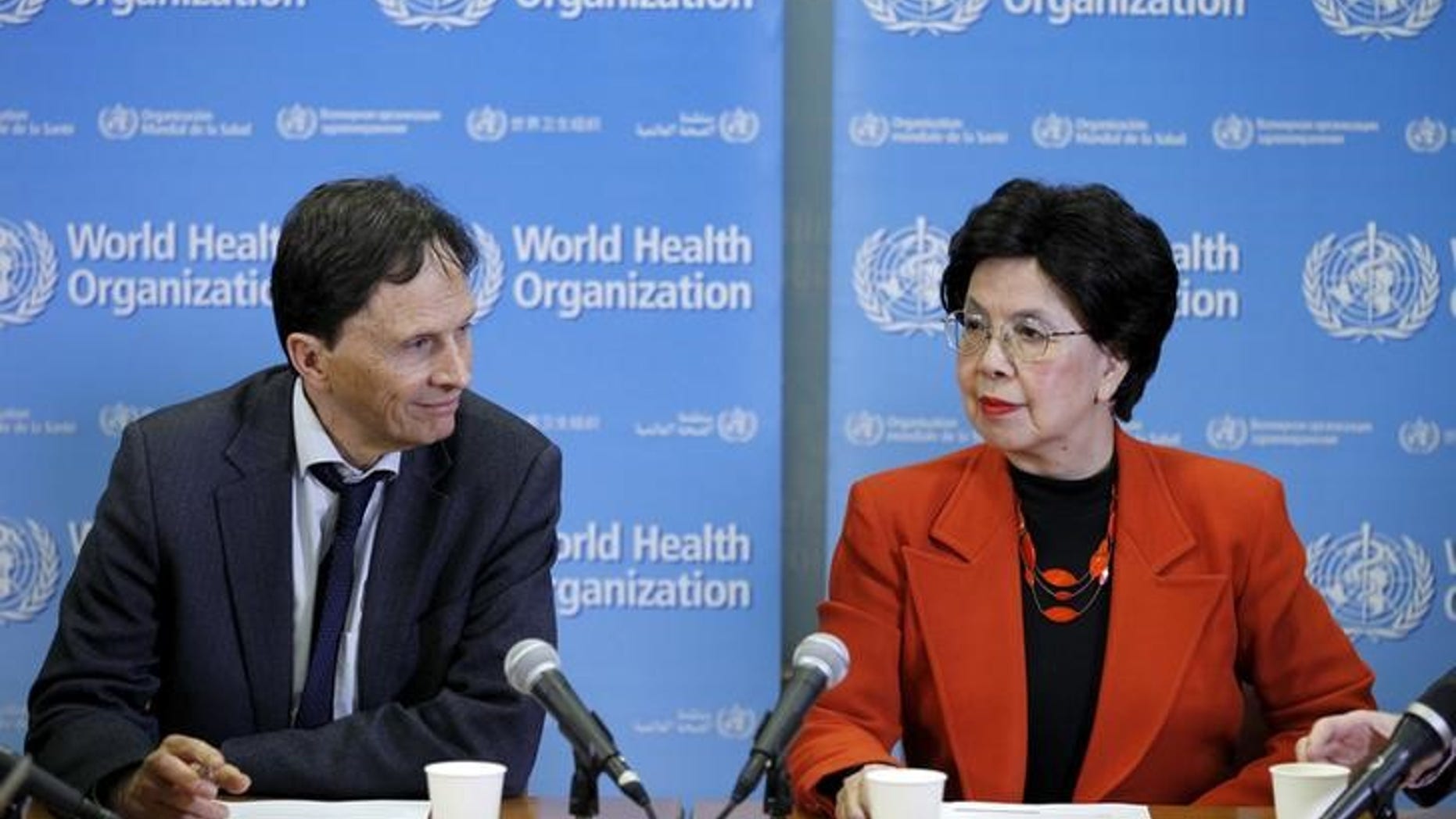 Professor Heymann, Chair of the Emergency Committee, and World Health Organization Director-General Chan hold a news conference on the Zika virus in Geneva