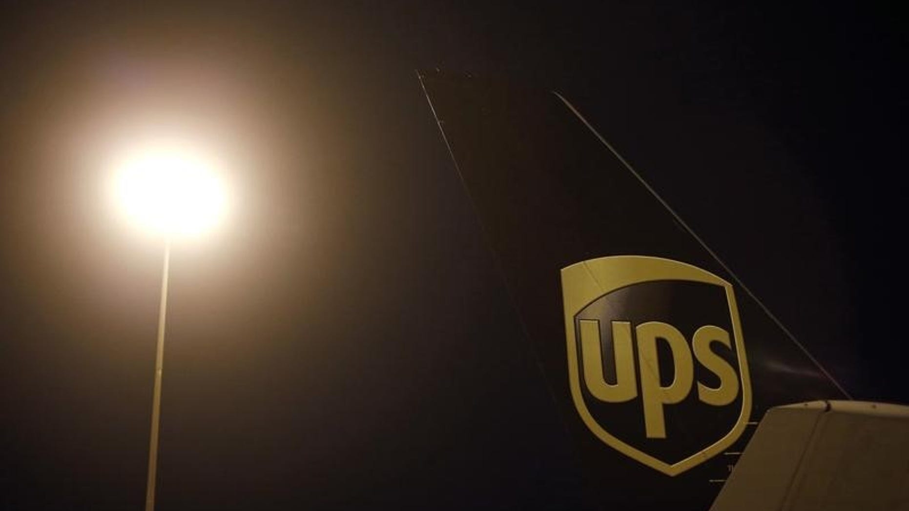 An airplane is seen on the tarmac at the United Parcel Service (UPS) Regional Air Hub in Rockville