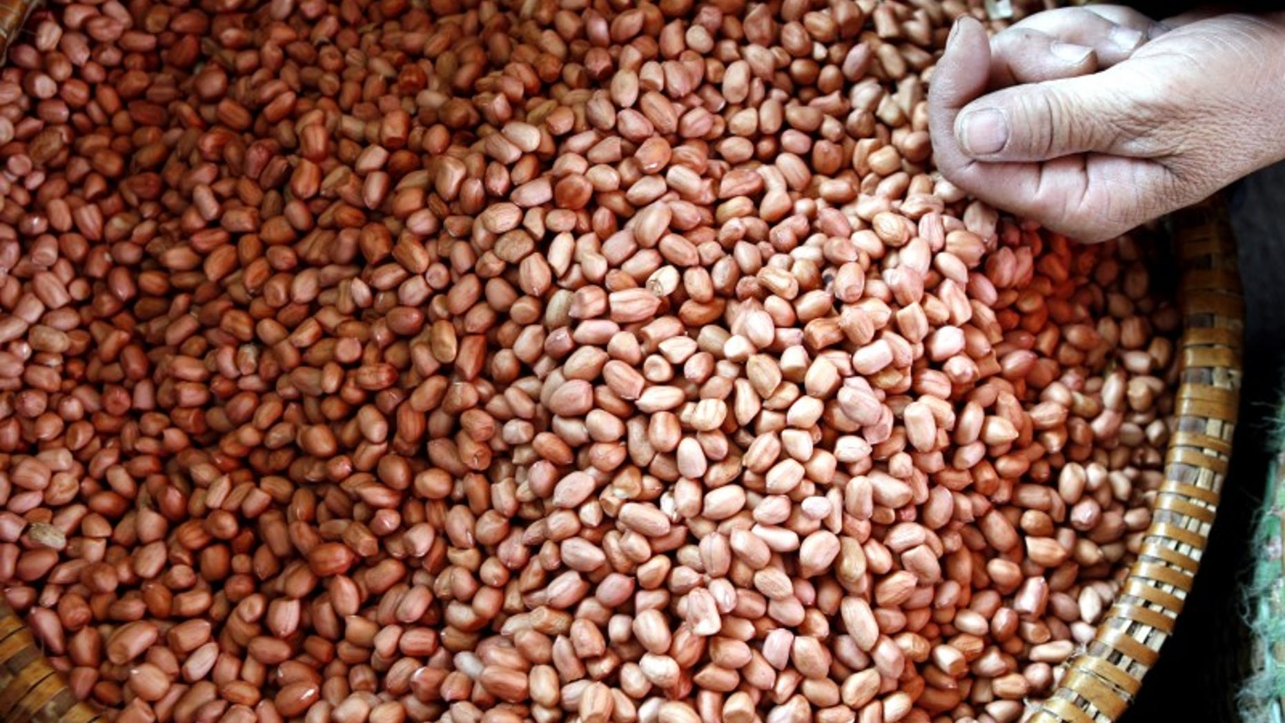 A vendor sells peanuts at the Voi market