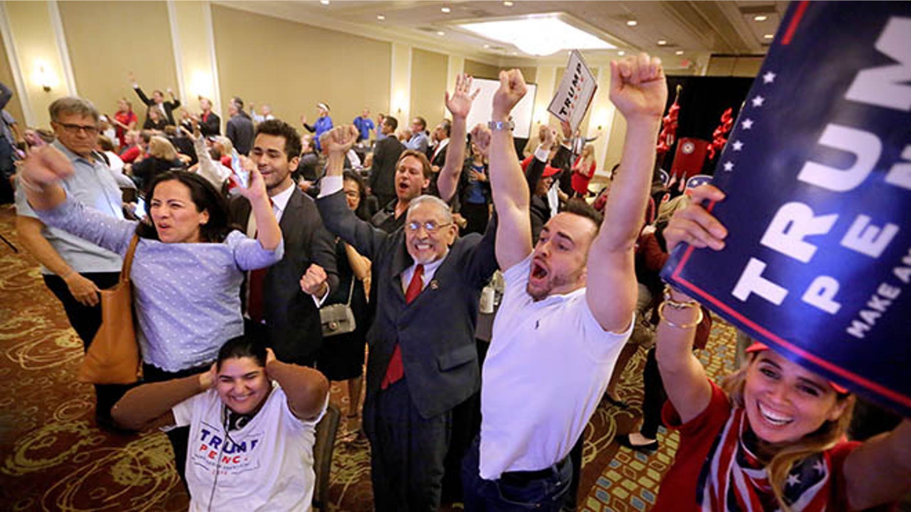 Trump supporters at the Republican Party of Seminole County, Fla. election watch event.